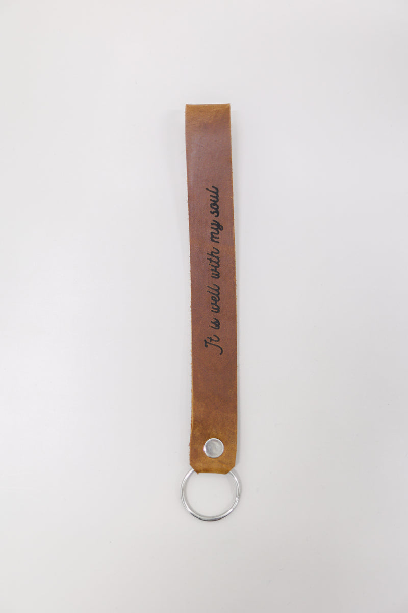 It Is Well With My Soul Wristlet Engraved Leather