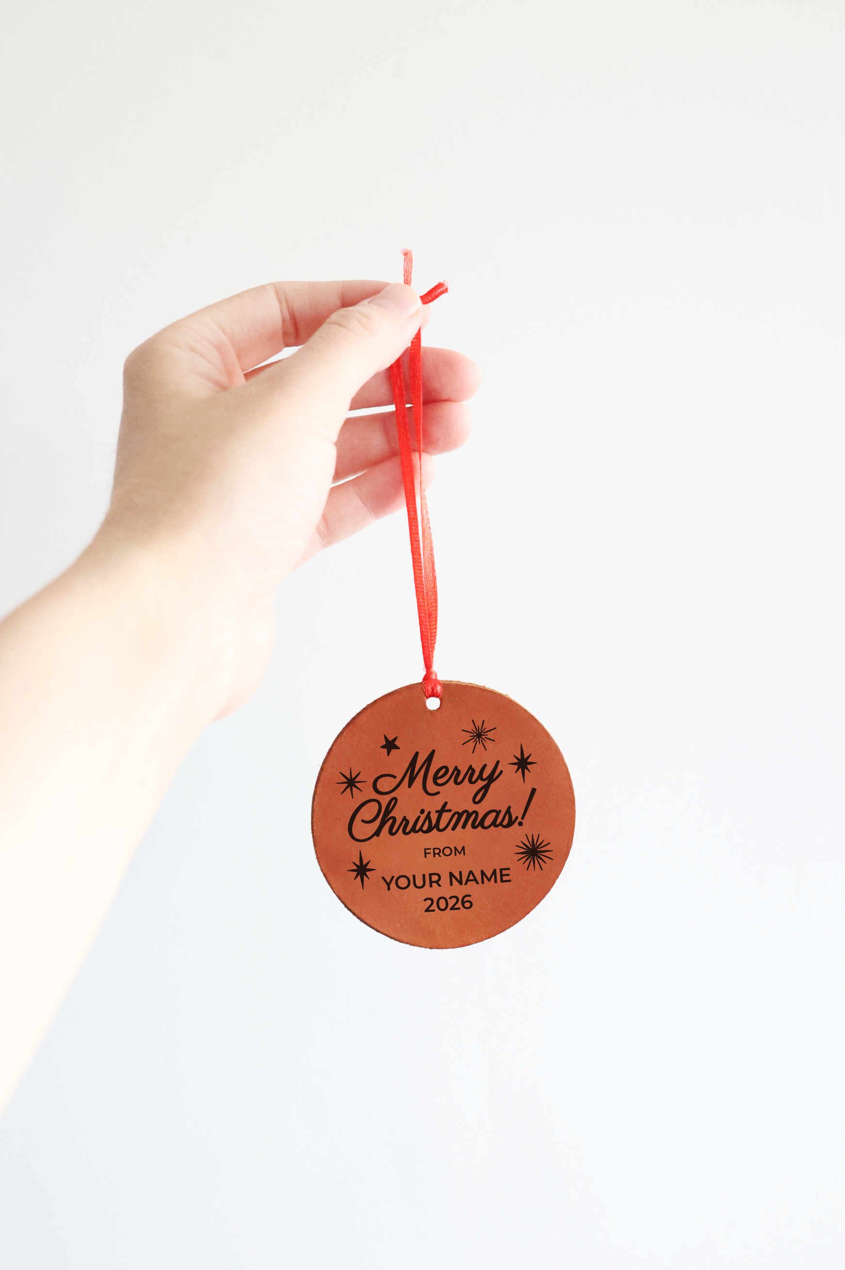 Custom Merry Christmas Leather Ornament