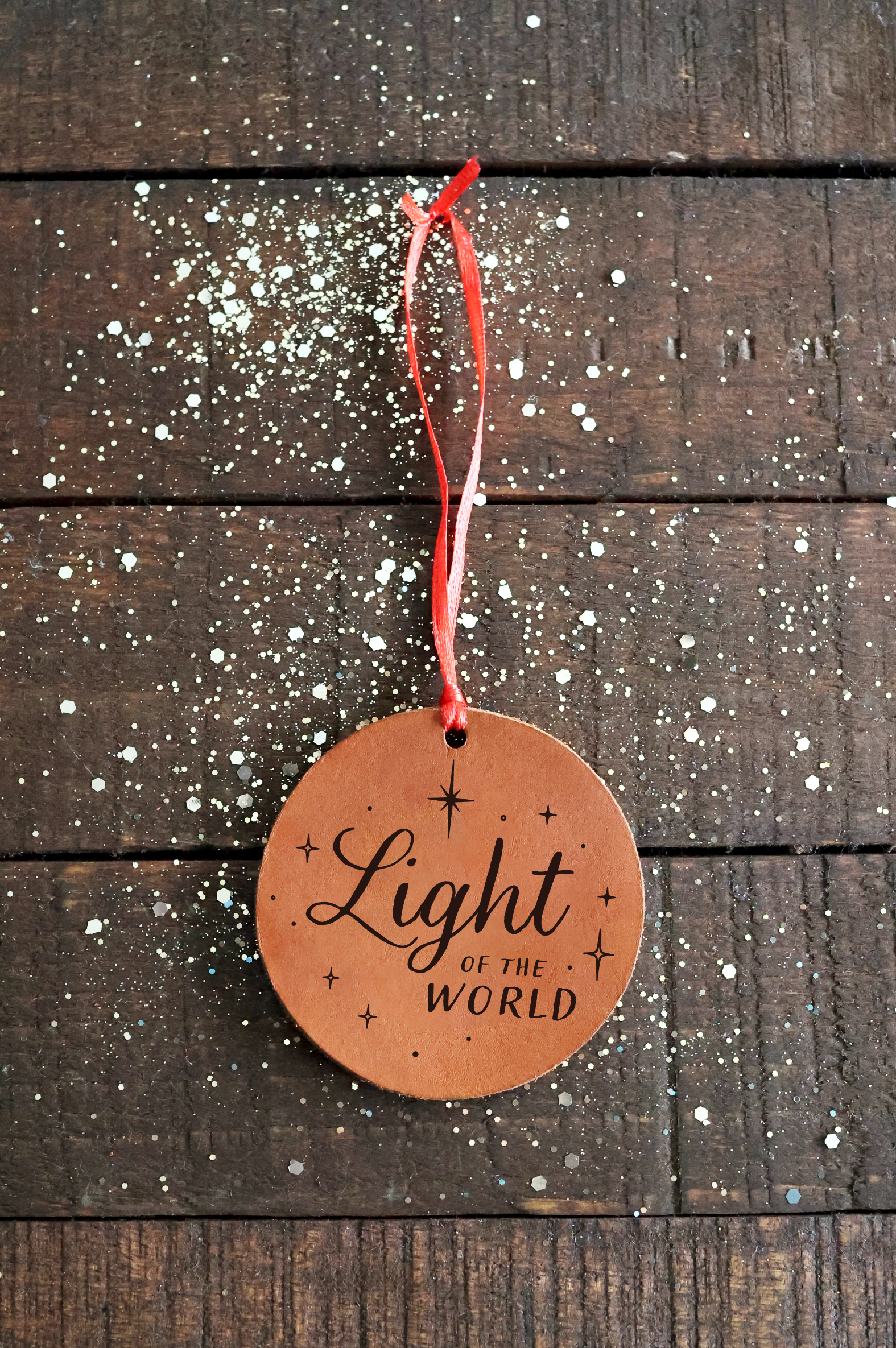 Star "Light of the World" Leather Ornament