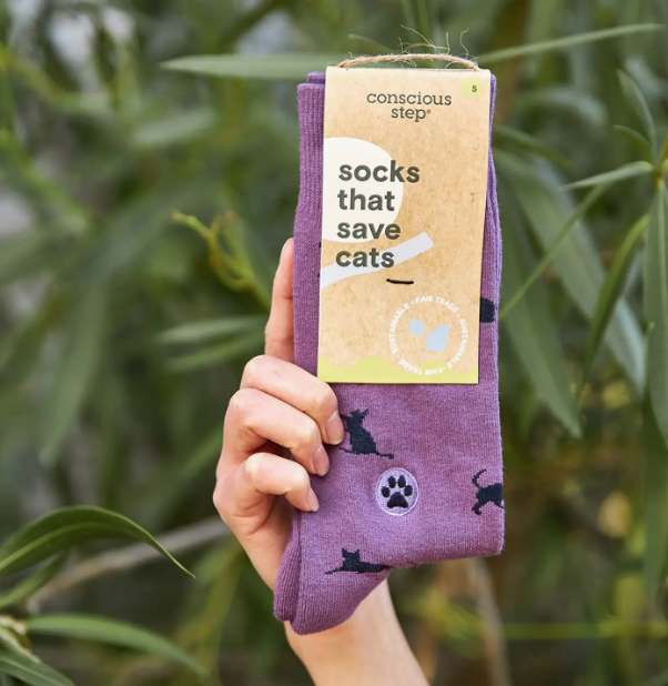 Purple Cats - Socks that Save Cats