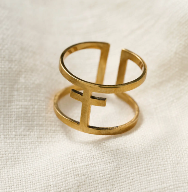 Brass Bombshell Cross Ring