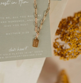 Rest in Him mini tag necklace