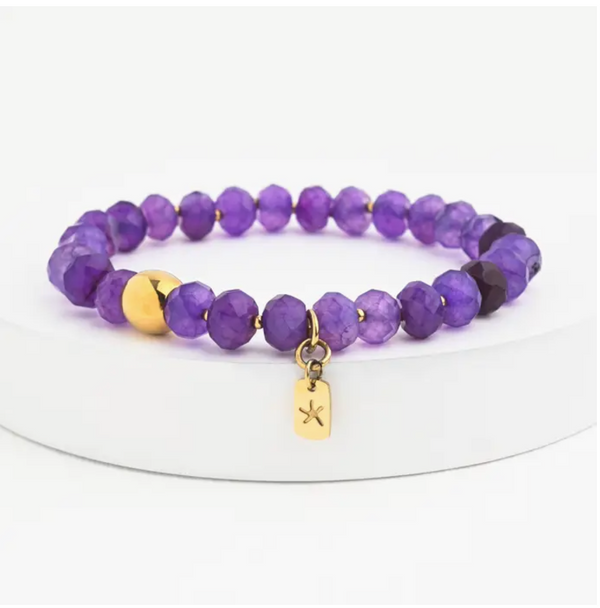 Lan Purple Agate Beaded Bracelet