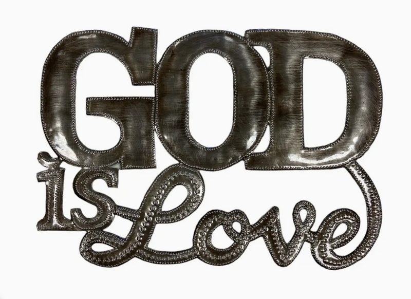 God Is Love Recycled Metal Wall Art