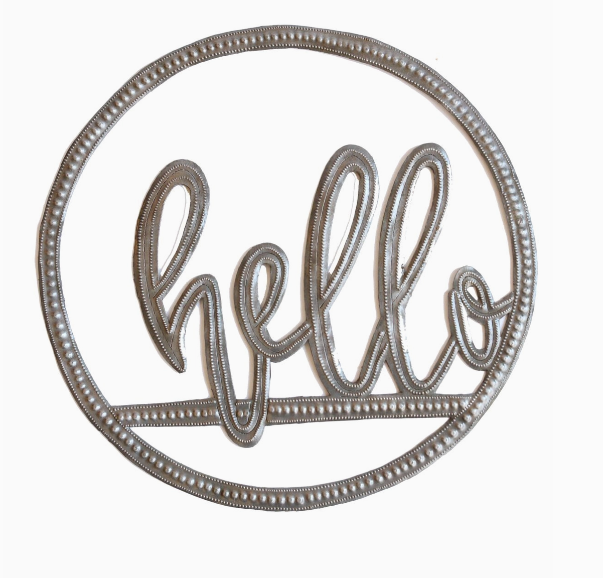 Hello Recycled Metal Wall Decor