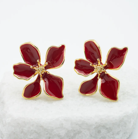 Bloom Earrings in Red