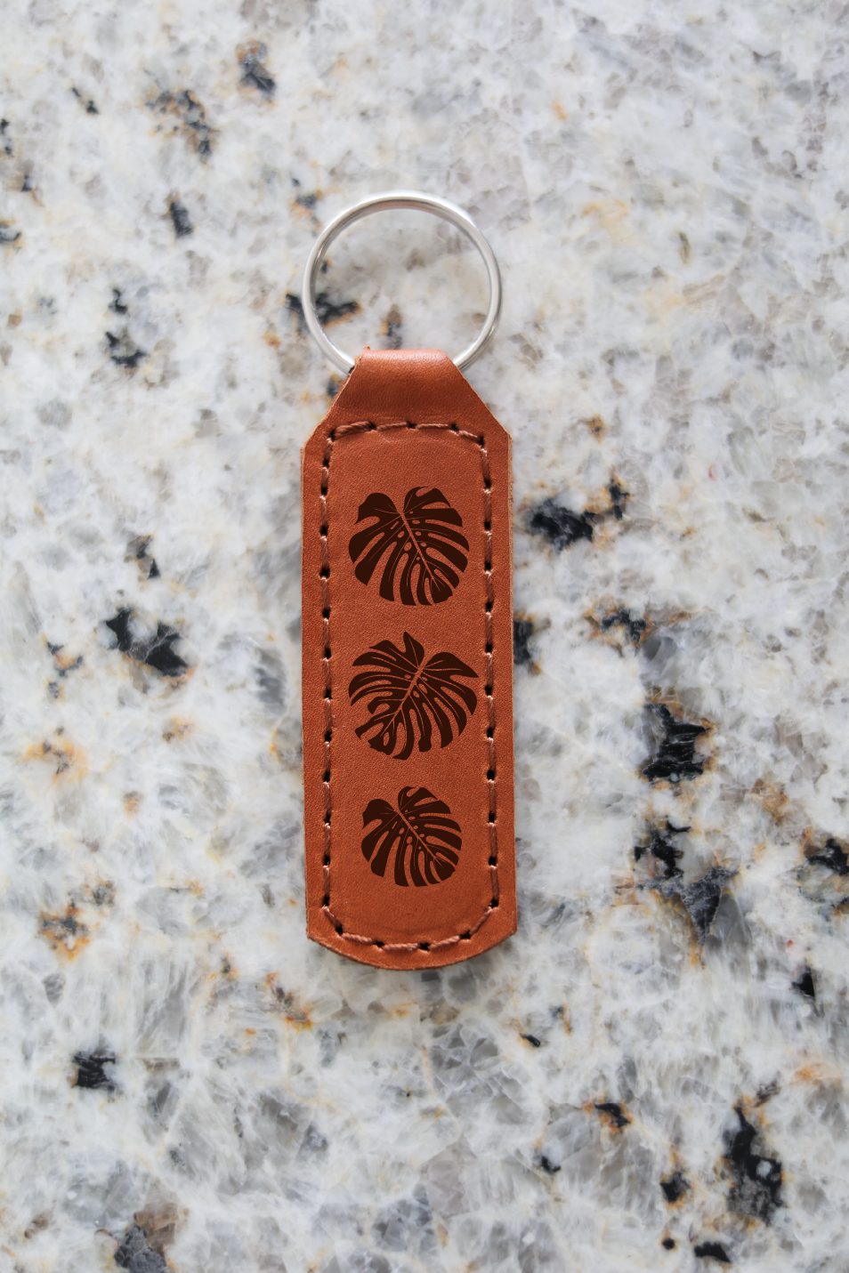Monstera Plant Leather Keychain