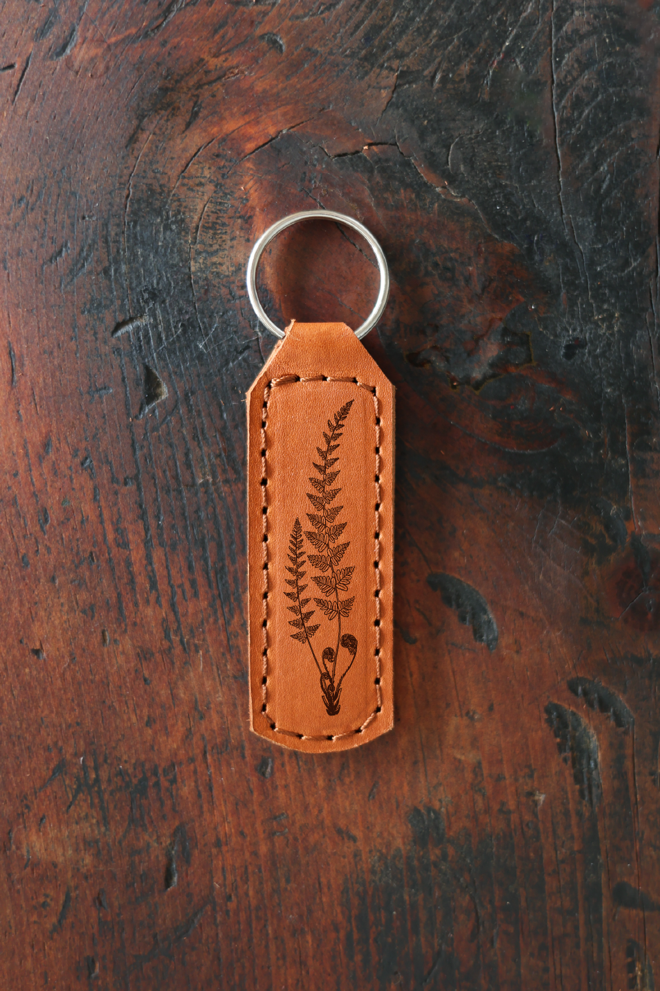 Fern Plant Leather Keychain