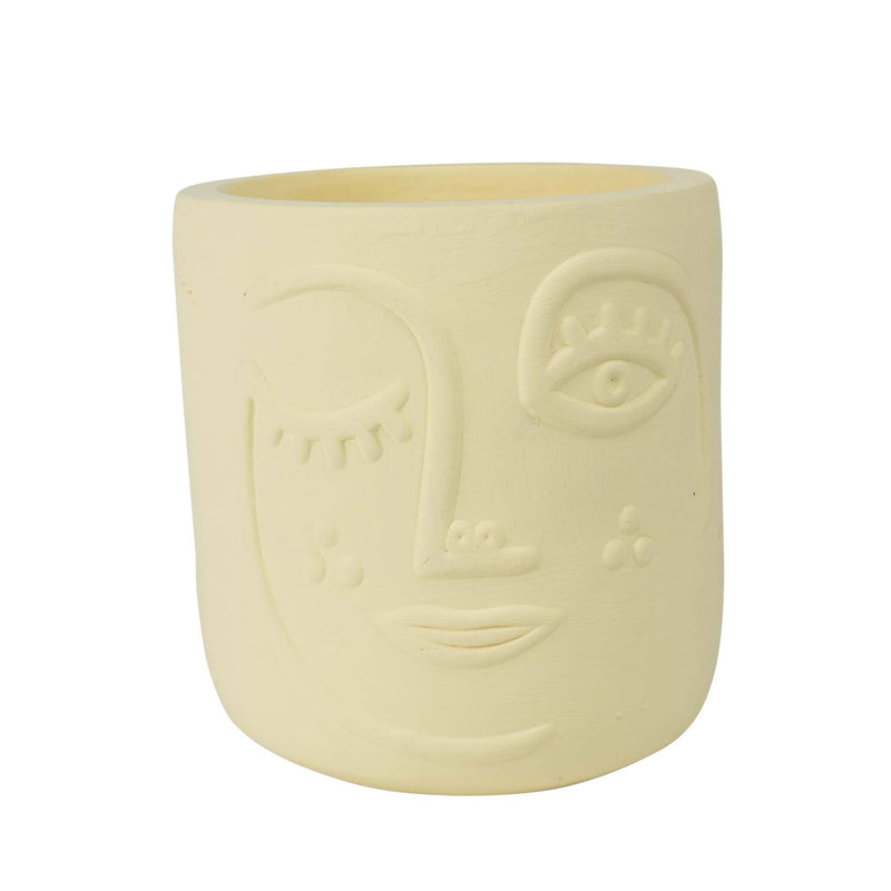 Winky Face Cream Terracotta Planter 4"