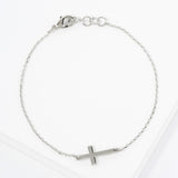 Religious-Theme Sideways Cross Chain Bracelet