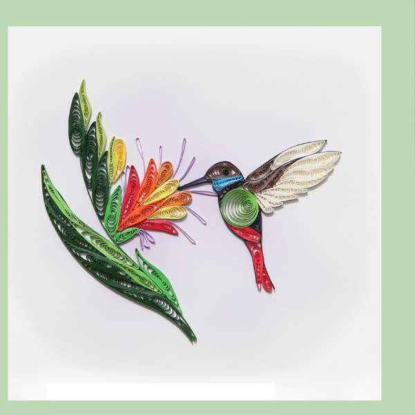 Humming Bird & Bird of Paradise Quilling Card