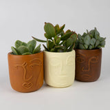 Winky Face Cream Terracotta Planter 4"