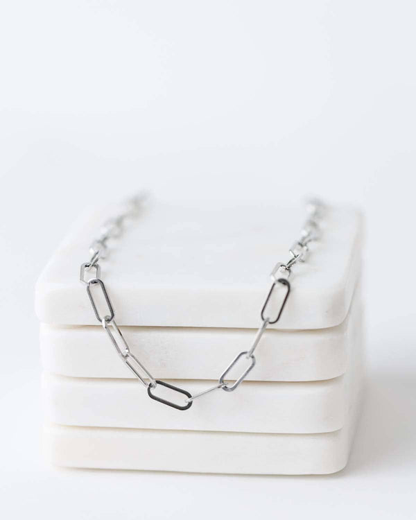Cheryl 16" Stainless Steel Paperclip Necklace