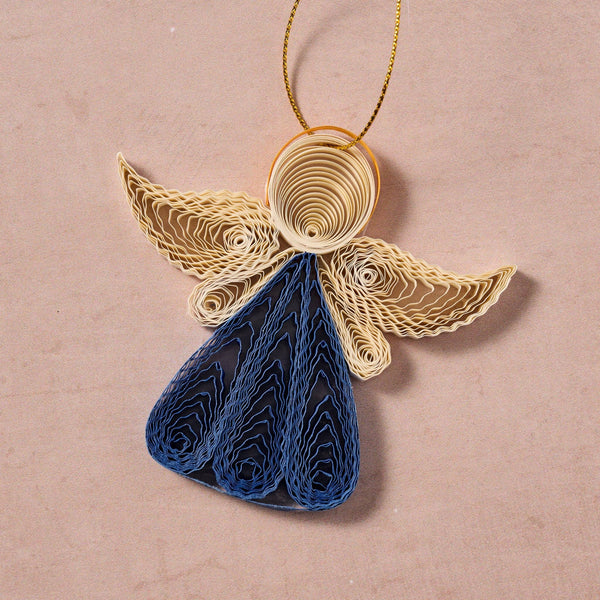Diu Quilled Angel Ornament - Blue