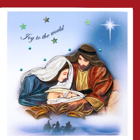 Mary, Joseph, Jesus family, Quilling Christmas Card