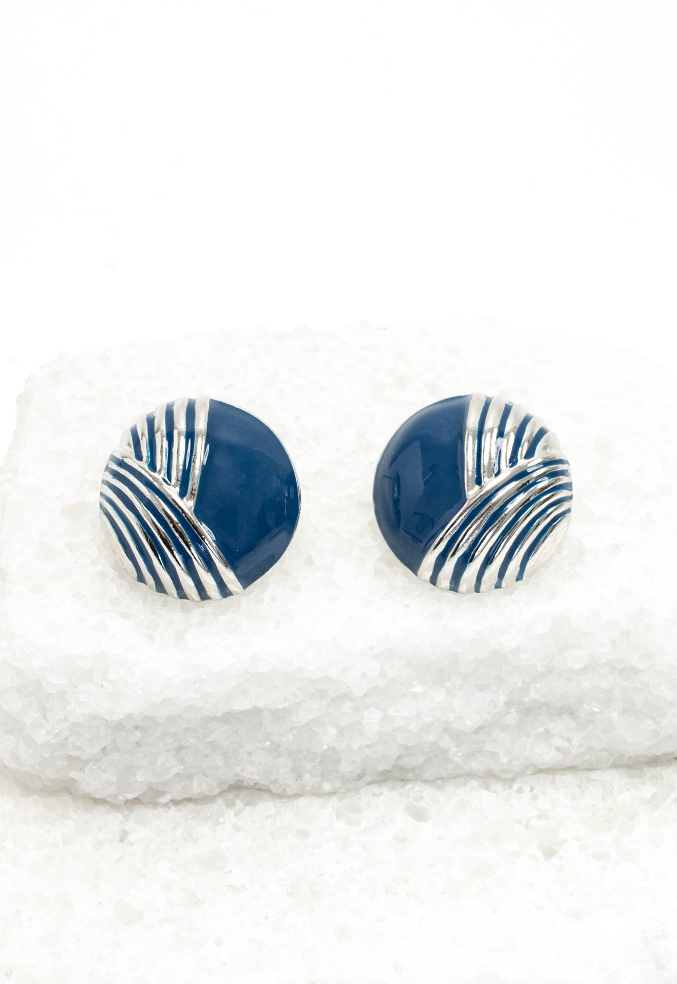 Serenity Wave Earrings in Silver & Cobalt Blue