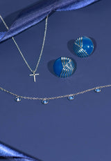 Serenity Wave Earrings in Silver & Cobalt Blue