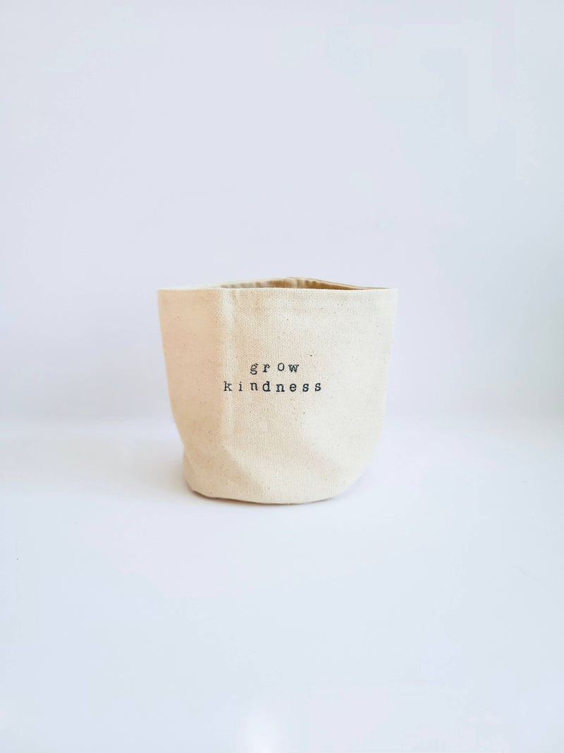 Grow Kindness Canvas Plant Pot Cover