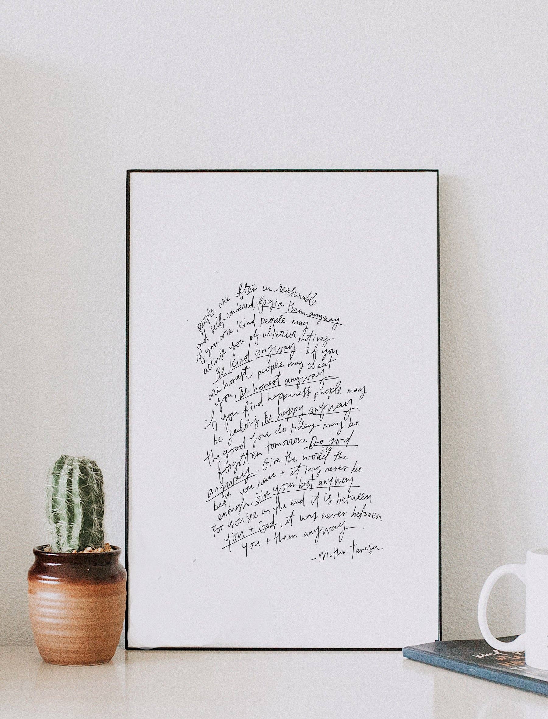Do It Anyway Poem | 11x17 Poster