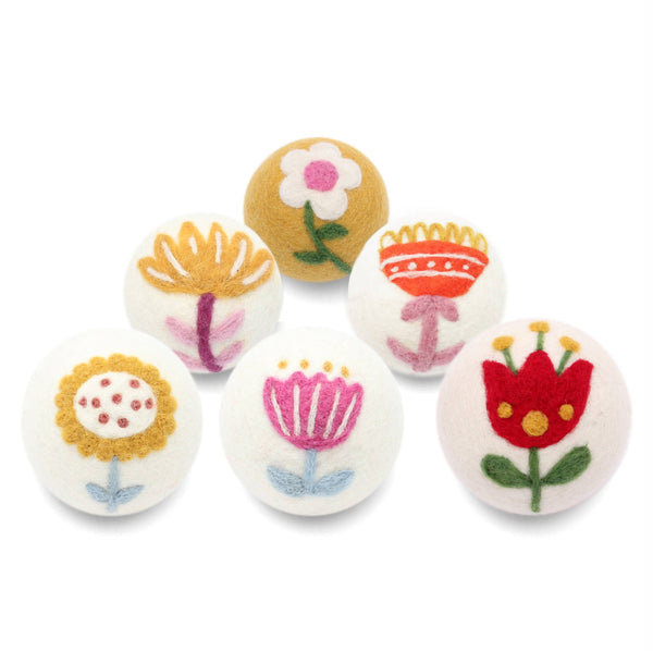 Flowers: Eco Wool Dryer Balls Fair Trade: Pink/Blue