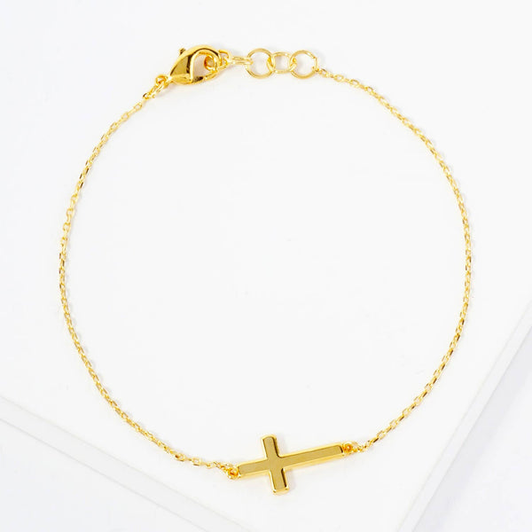 Religious-Theme Sideways Cross Chain Bracelet