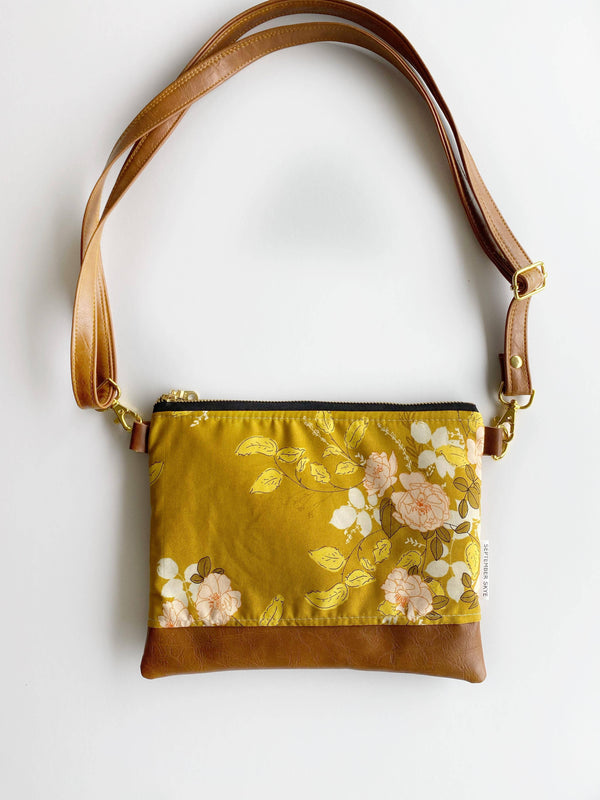 Mustard floral small crossbody bag