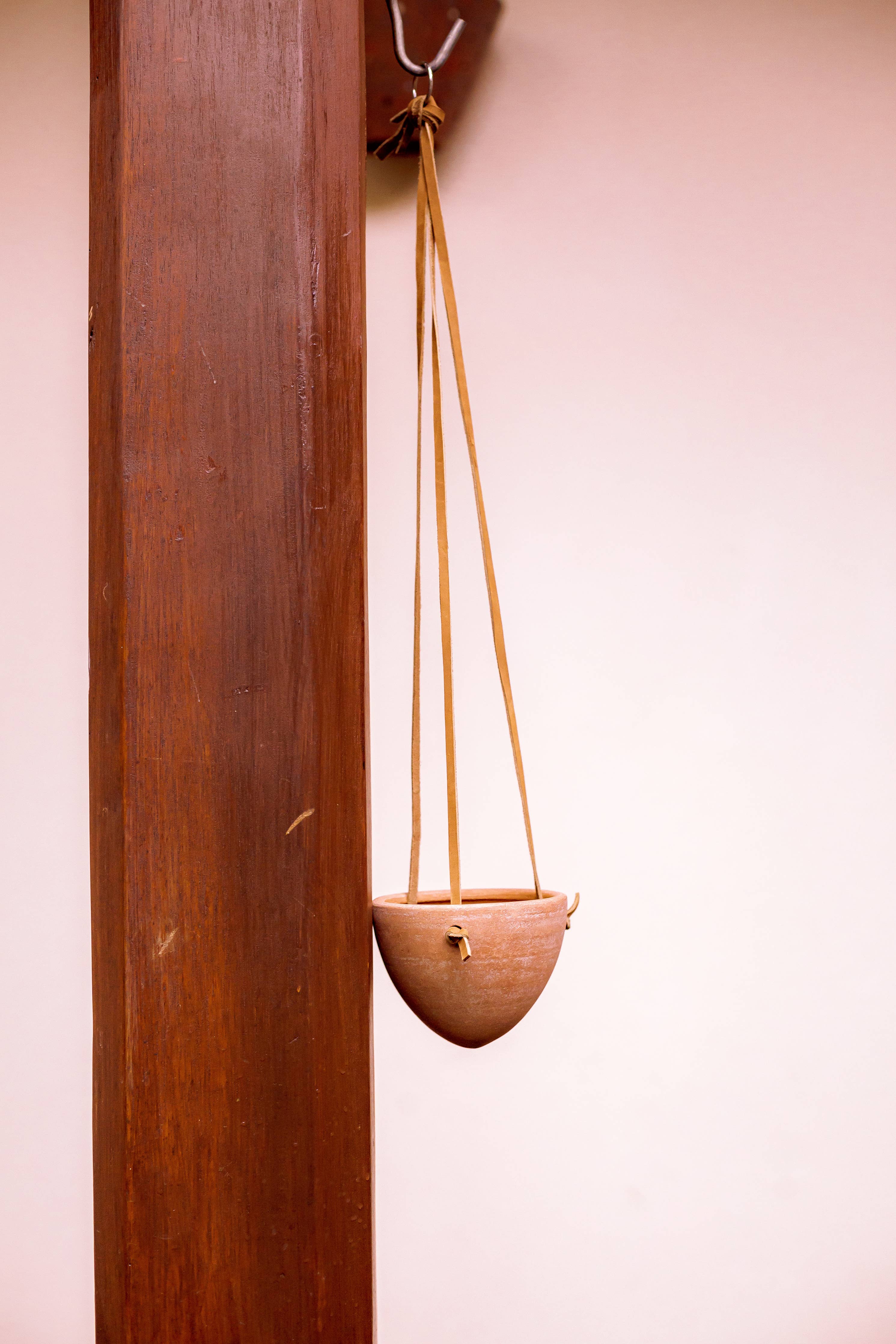 Small Hanging Planter with Leather Hanger