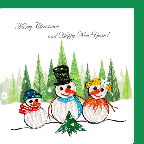 Family Snow Man, Quilling Christmas Card