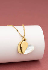 Give Hope Locket- 14K Gold Plated Mother of Pearl Heart Necklace Locket