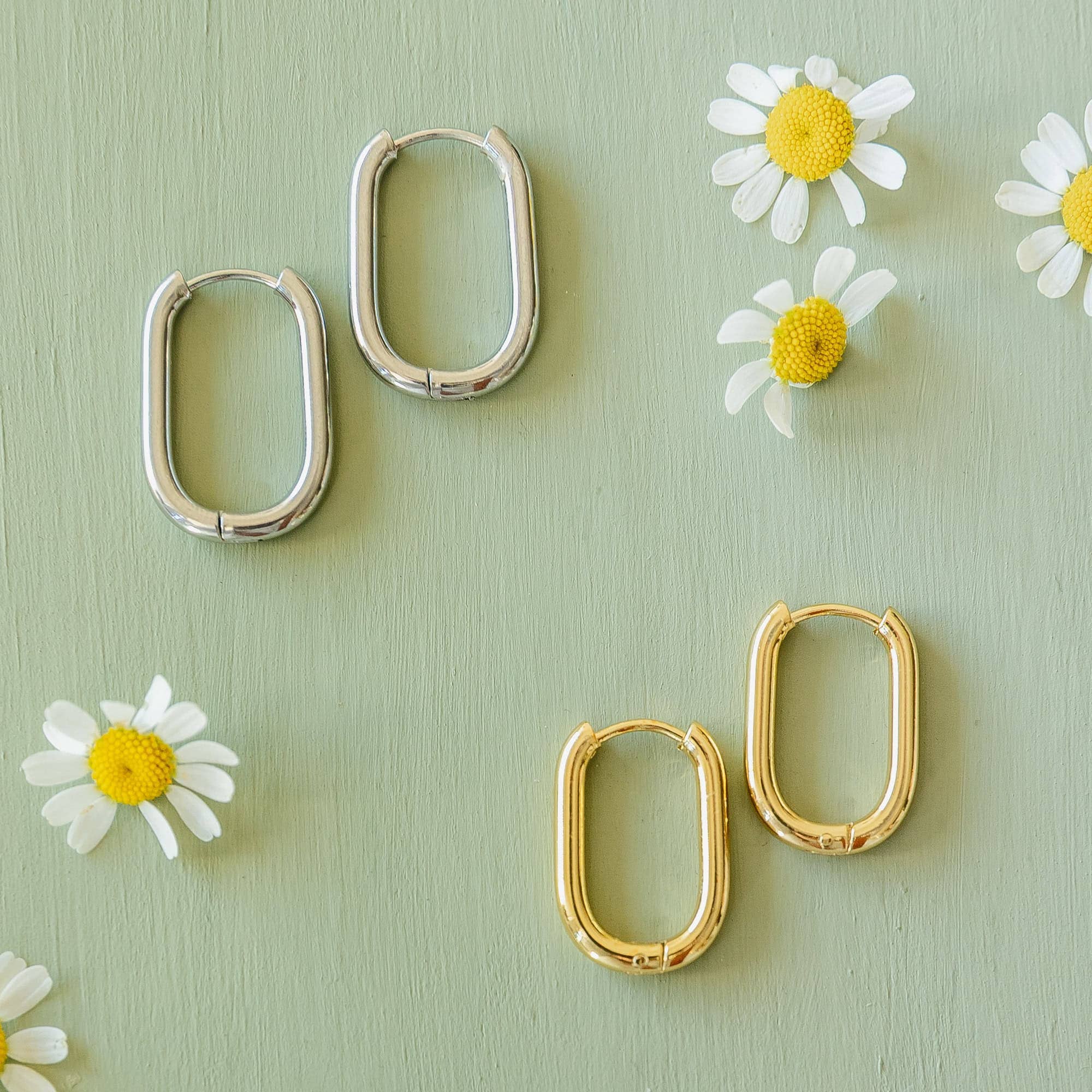 Rectangle Everyday Hoop Earrings
