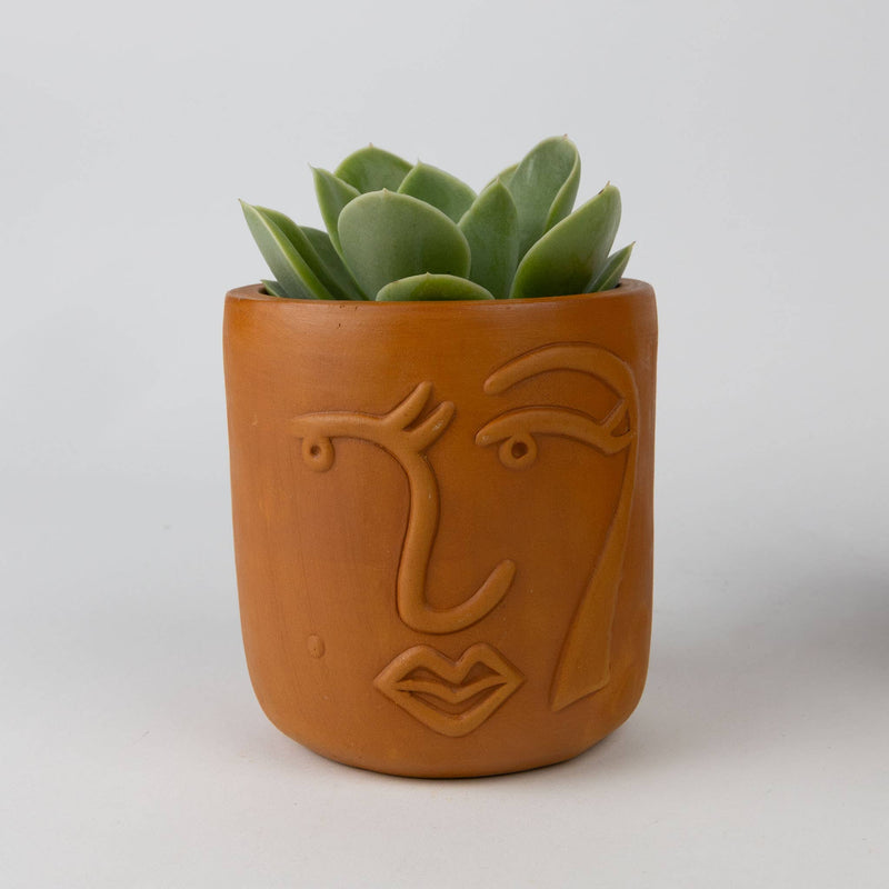 Full Lashes Terracotta Face Planter 4"