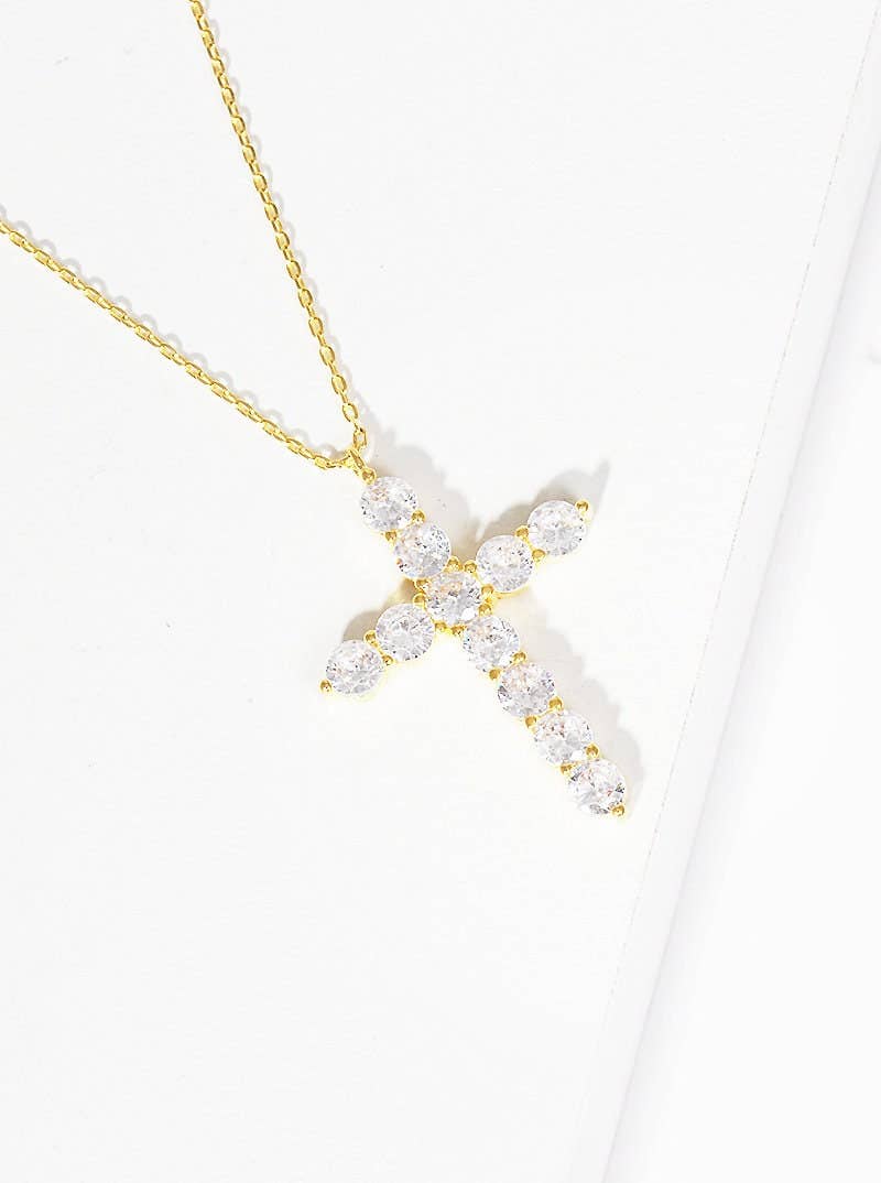 Gold Moissanite Cross Necklace