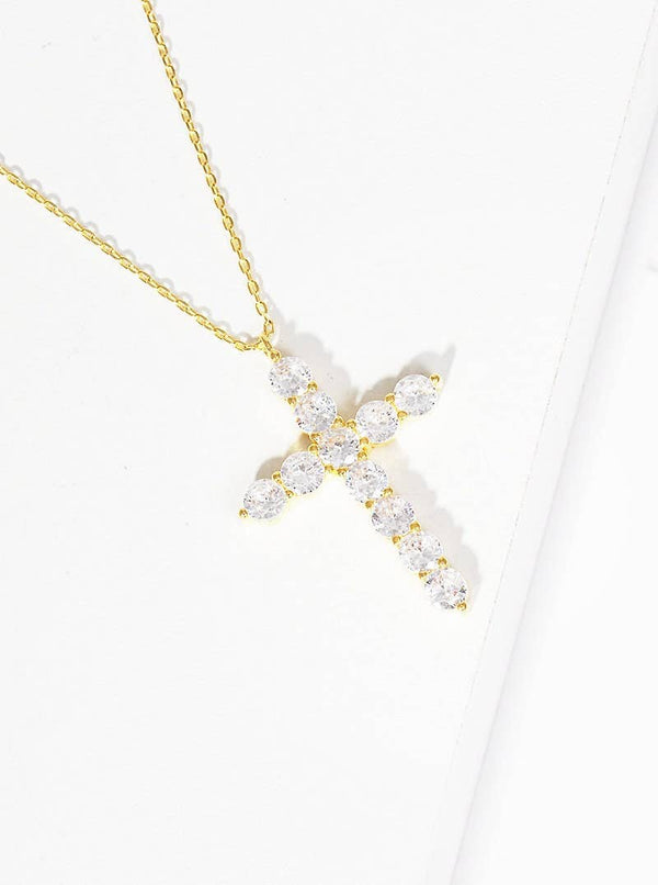 Gold Moissanite Cross Necklace