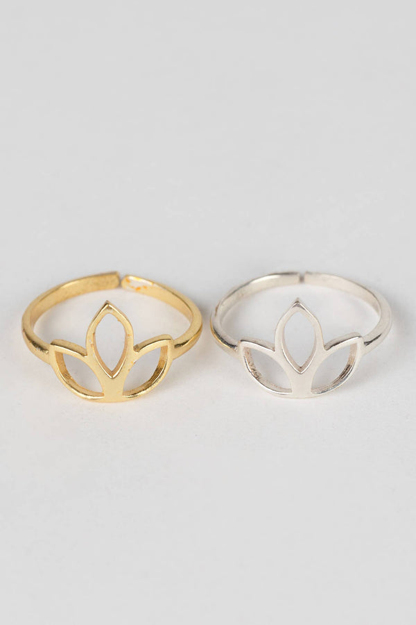 Silvery Lotus Ring