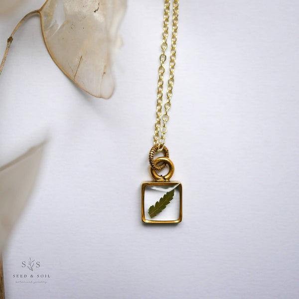 Tiny Square Pendant (fern)