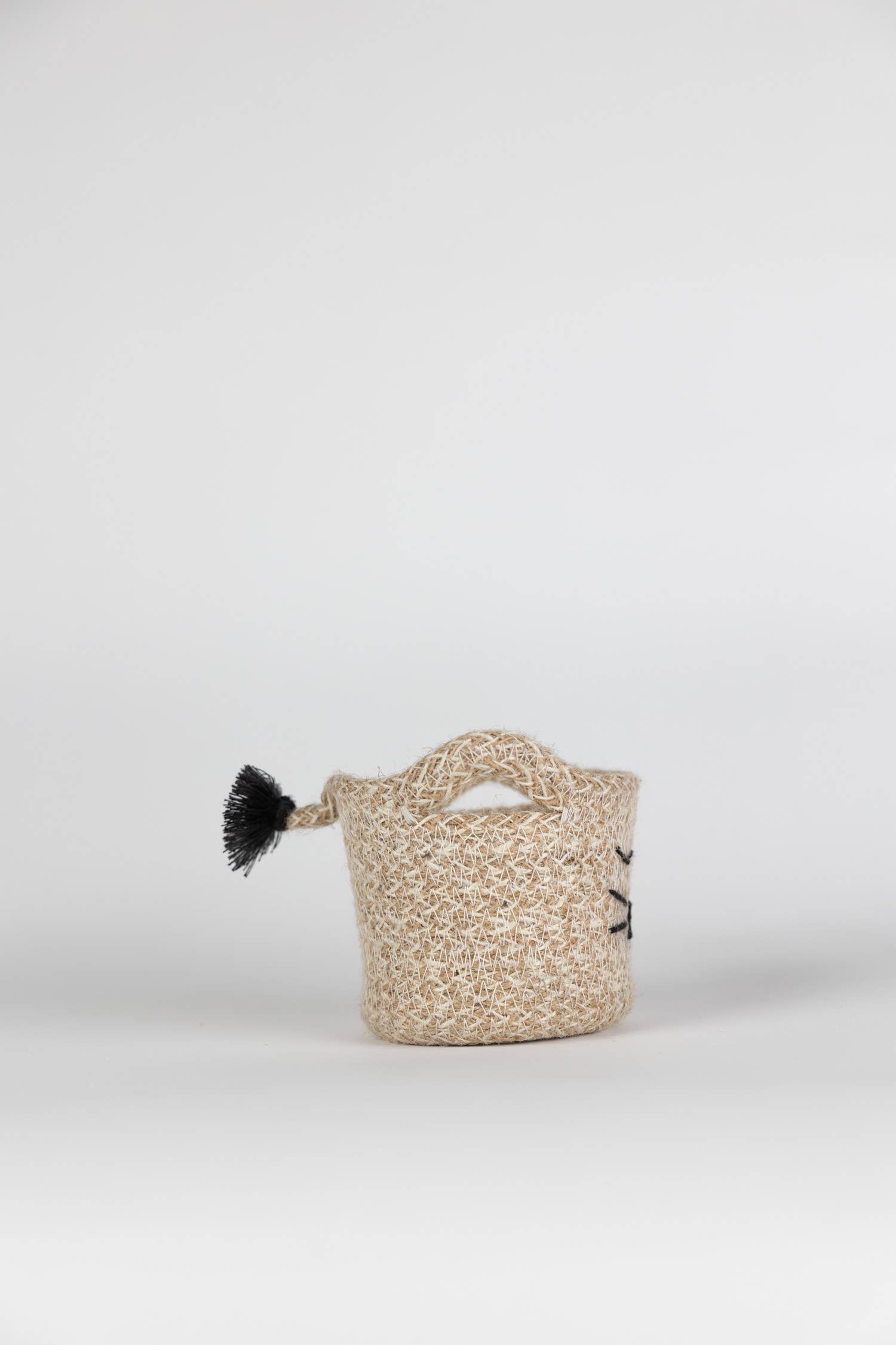 Cat Face Jute Basket - Mini