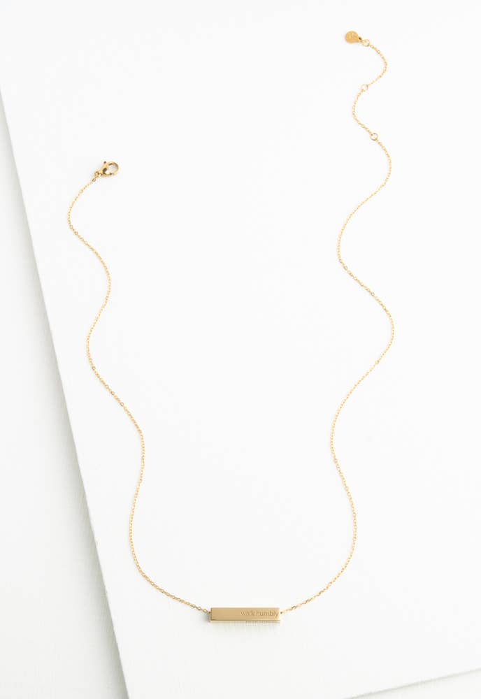 Walk Humbly Bar Necklace