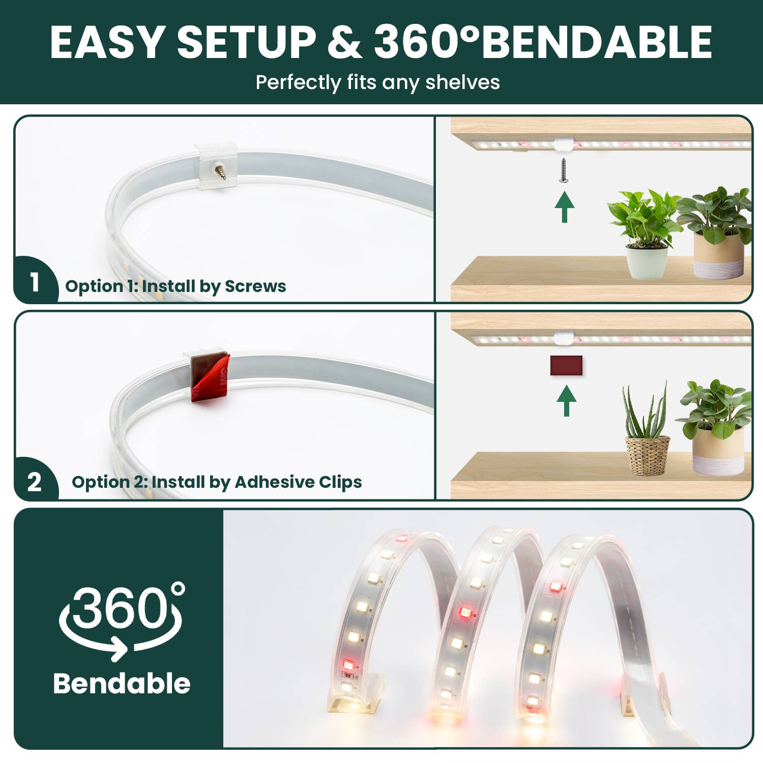Houseplant Grow Light Strips | 3 Pack | Flex Grow