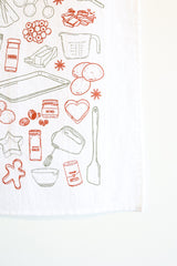 Christmas Cookies Tea Towel | holiday baking kitchen towel cookie ingredients hand towel Christmas nostalgia hostess gift recipe towel