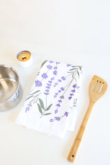 Lavender Tea Towel | floral kitchen towel baking hand towel spring lilac garden hostess gift botanical towel