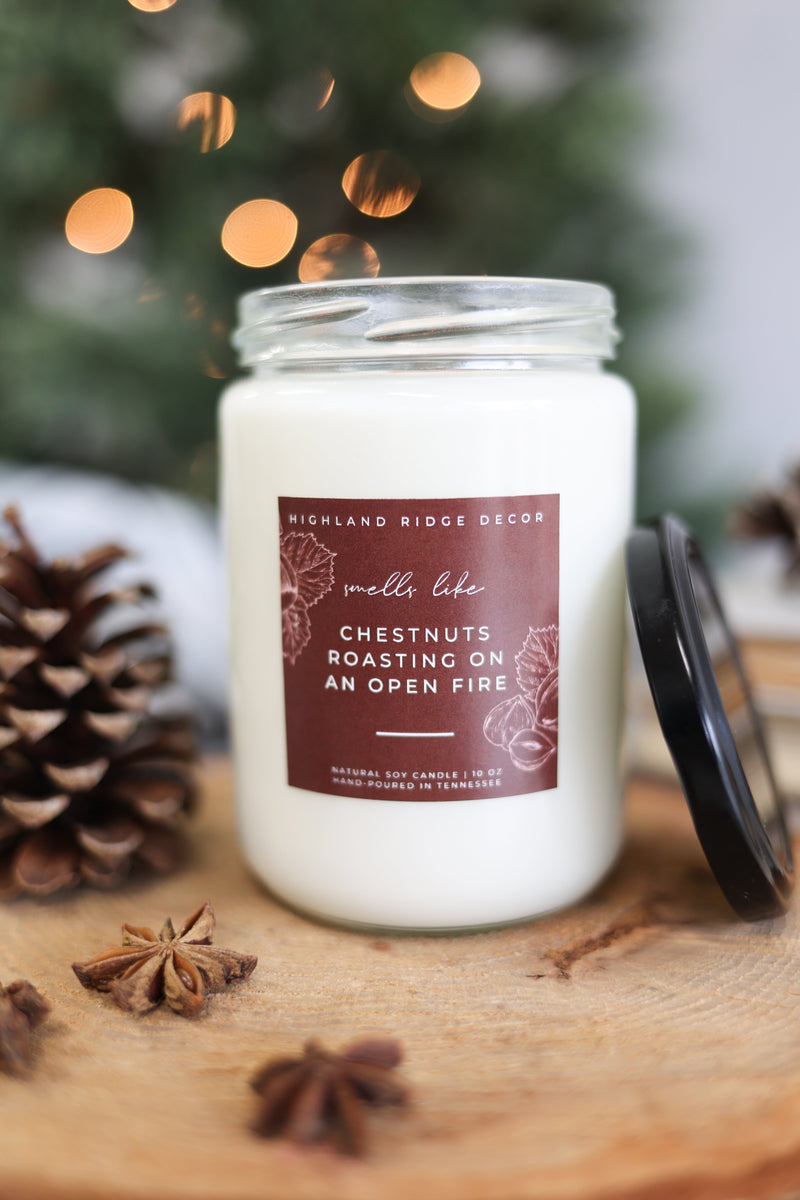 "Chestnuts Roasting On An Open Fire" Hand-Poured Soy Candle - Roasted Chestnuts