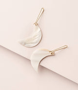 Rajani Crescent Moon Drop Earrings - Mother of Pearl