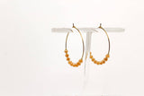 Simple Beaded Hoops in Gold and Iridescent Peach