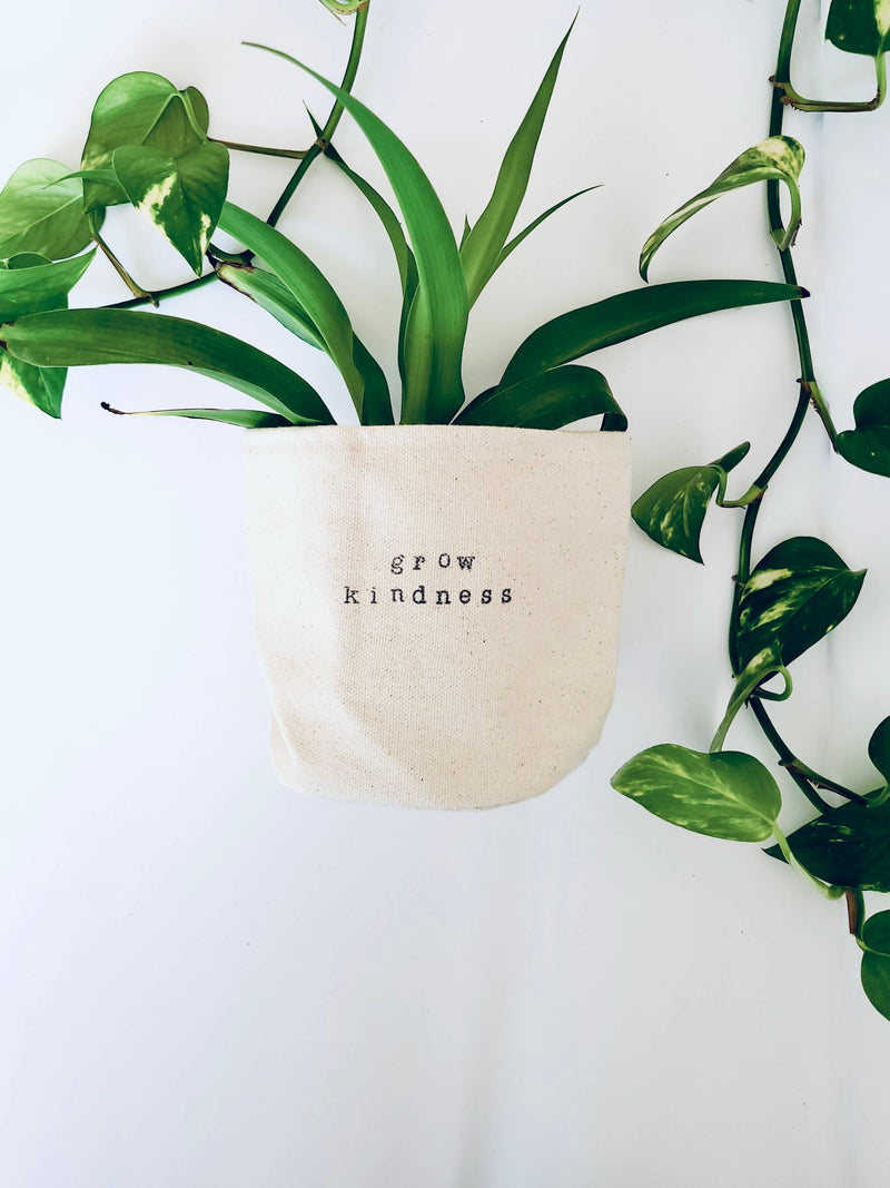 Grow Kindness Canvas Plant Pot Cover