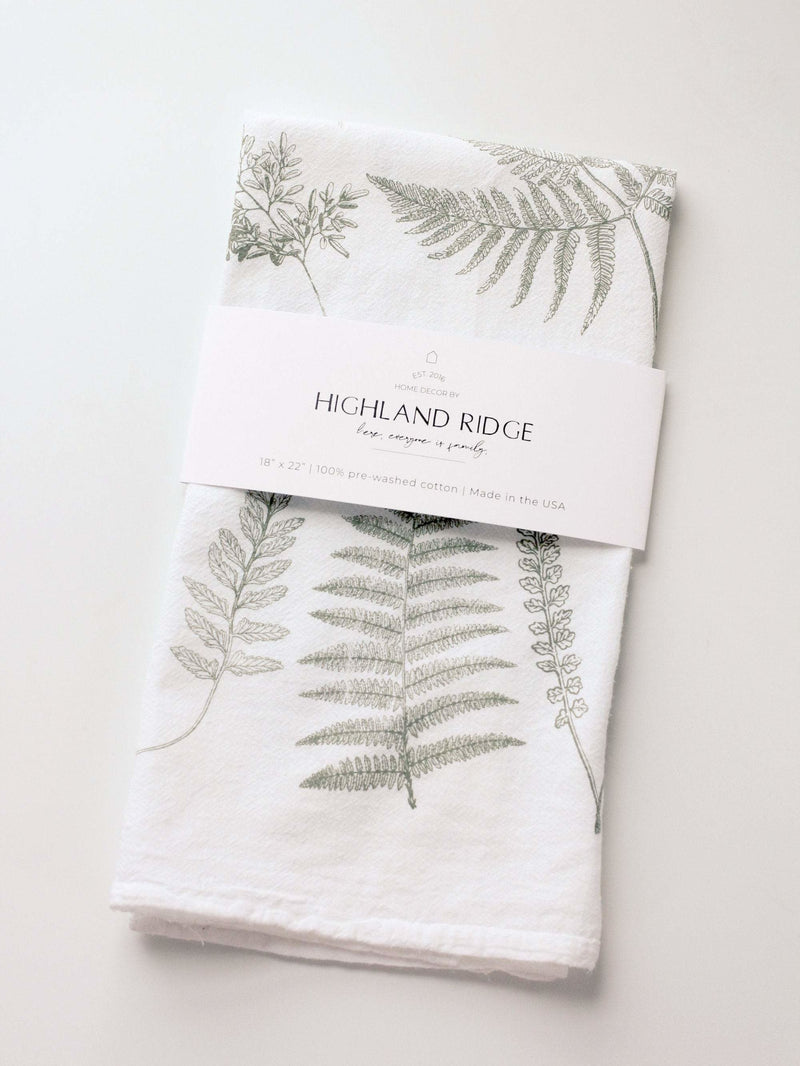 Fern Pattern Tea Towel  |  Botanical tea towel dish towel kitchen towel flour sack towel gift for mom plant lover gift