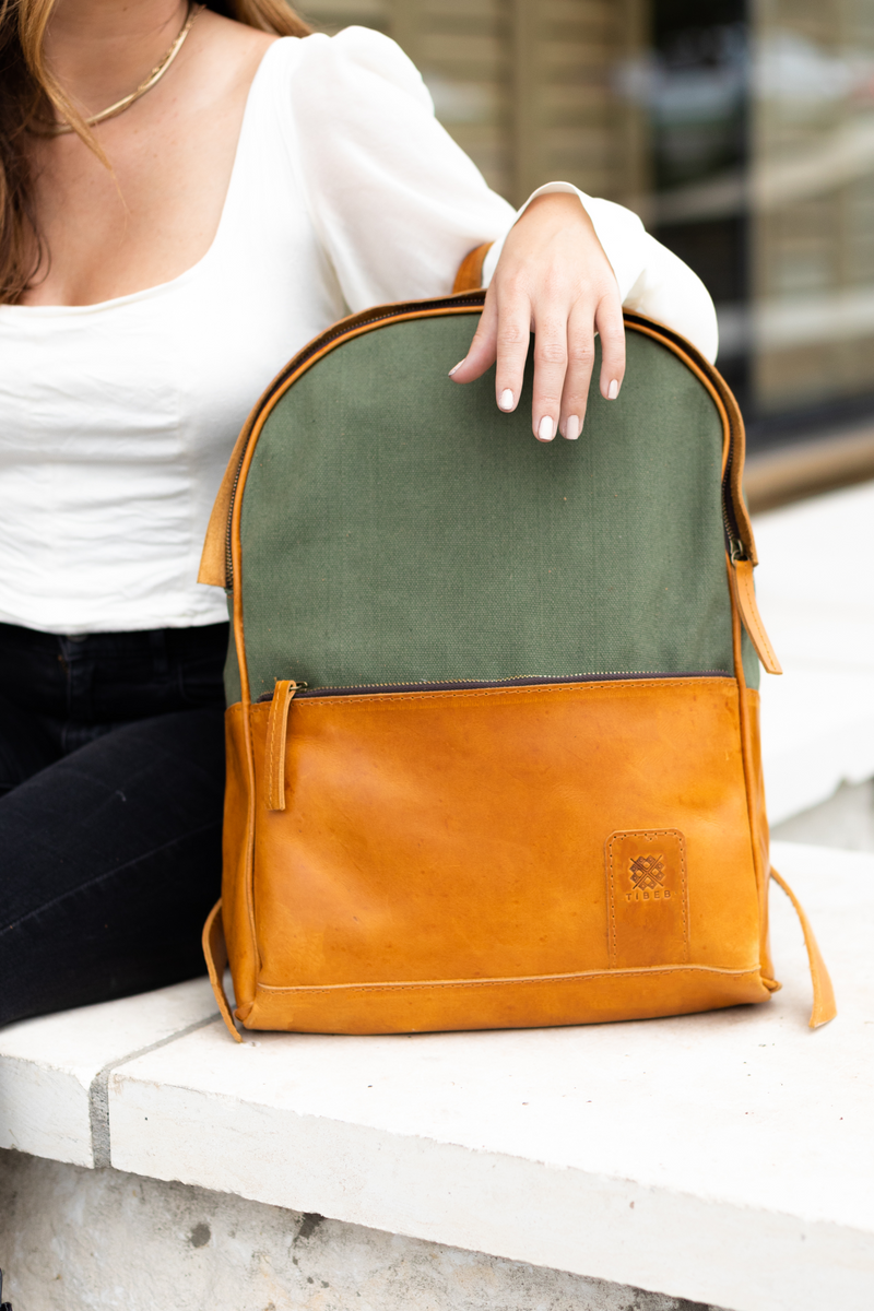 Sarbet Leather + Canvas Backpack