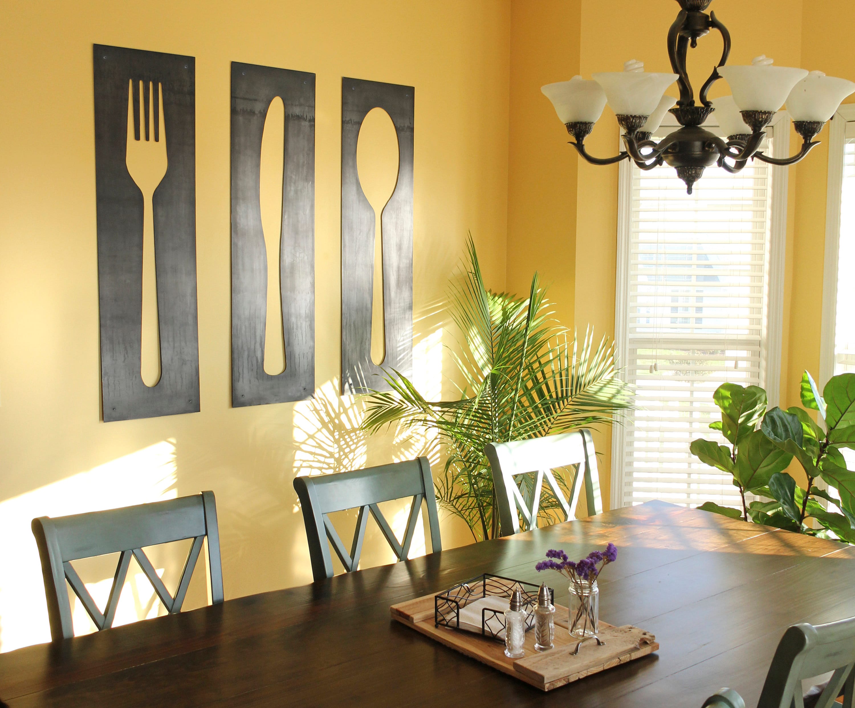 Fork Knife Spoon Wall Art Panel Set |  modern kitchen wall art kitchen decor restaurant decor handmade industrial farmhouse kitchen