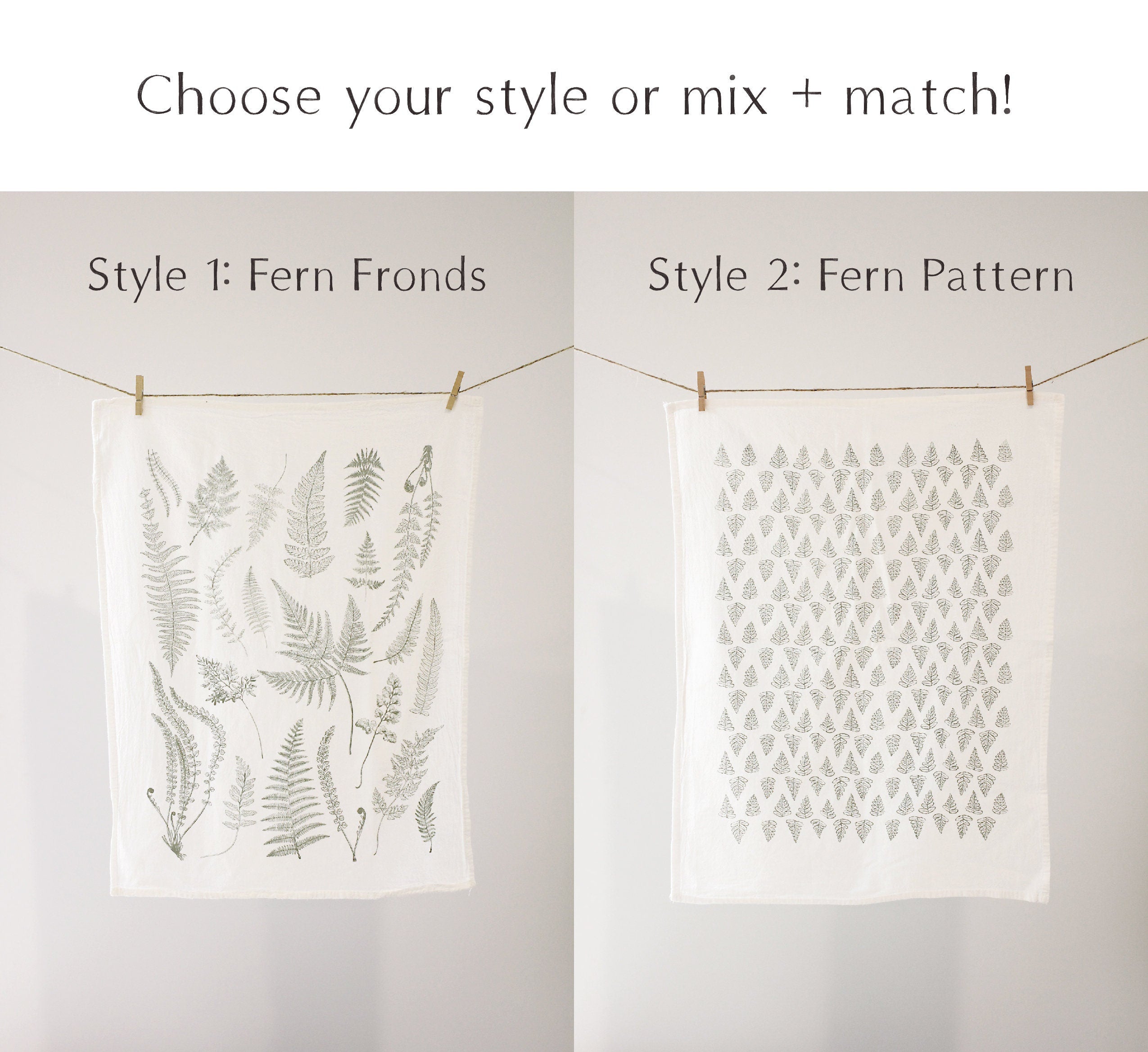 Fern Fronds Tea Towel  |  cottagecore kitchen towel mothers day pastel botanical flour sack tea towel grandmillenial floral decor