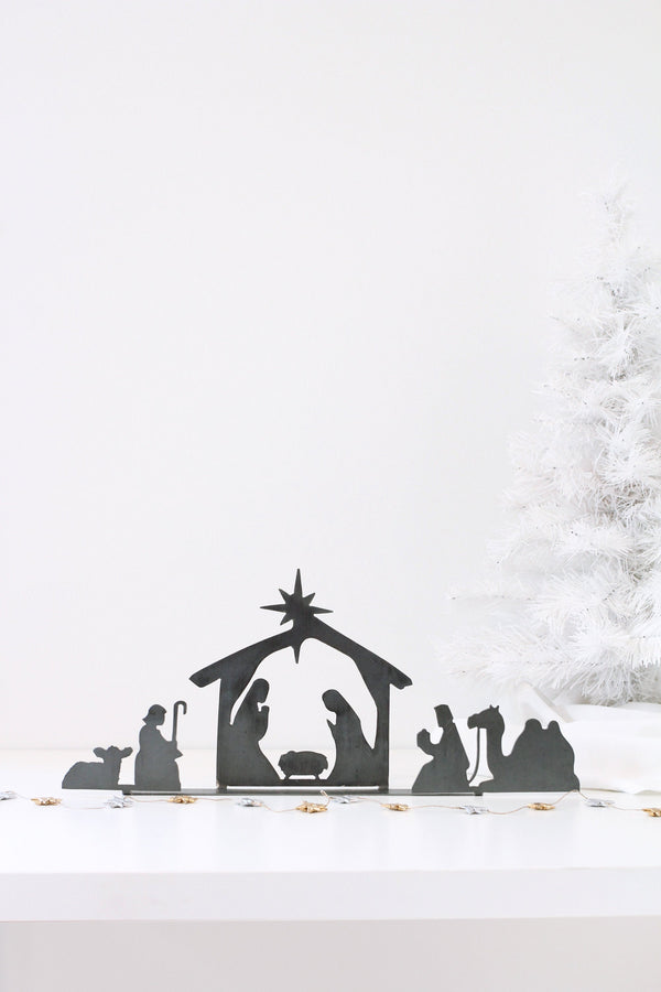 Nativity Set Christmas Decoration |  minimal nativity set metal farmhouse rustic holiday decor