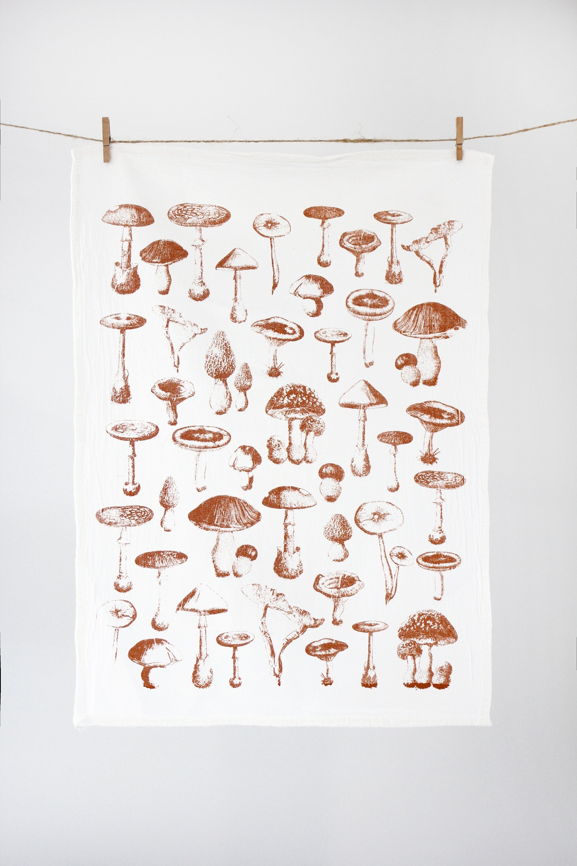 Mushroom Pattern Tea Towel  |  cottagecore towel mushroom flour sack tea towel kitchen dish towel garden reusable paper towel